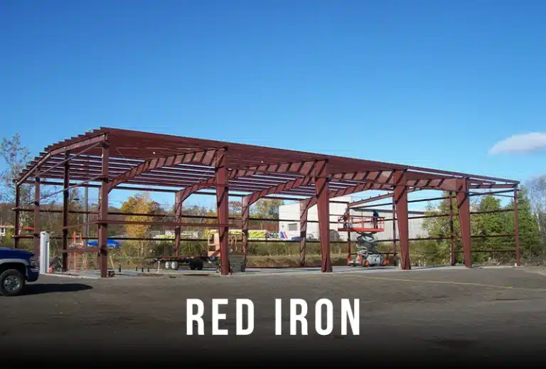 red iron straight wall steel buildings