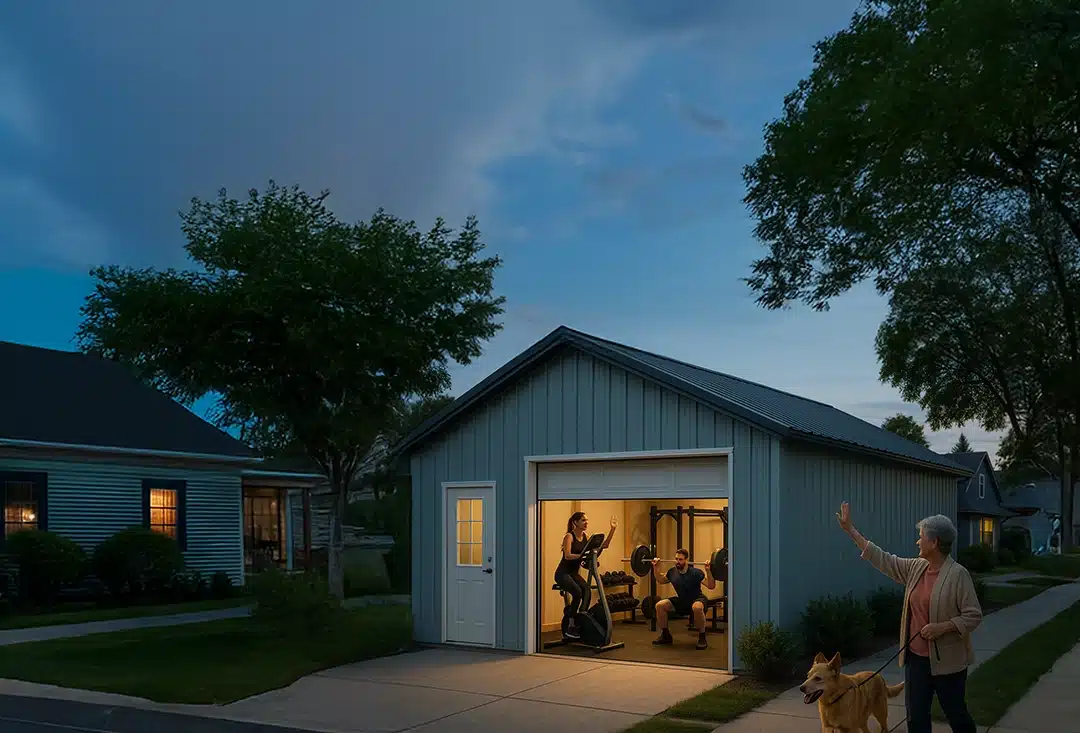 Evening Home Gym Workout Custom DIY Steel Building Kit