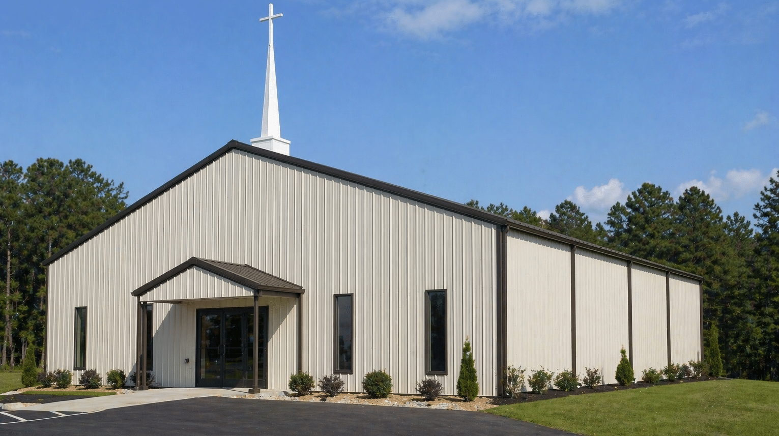 Metal church building Oregon