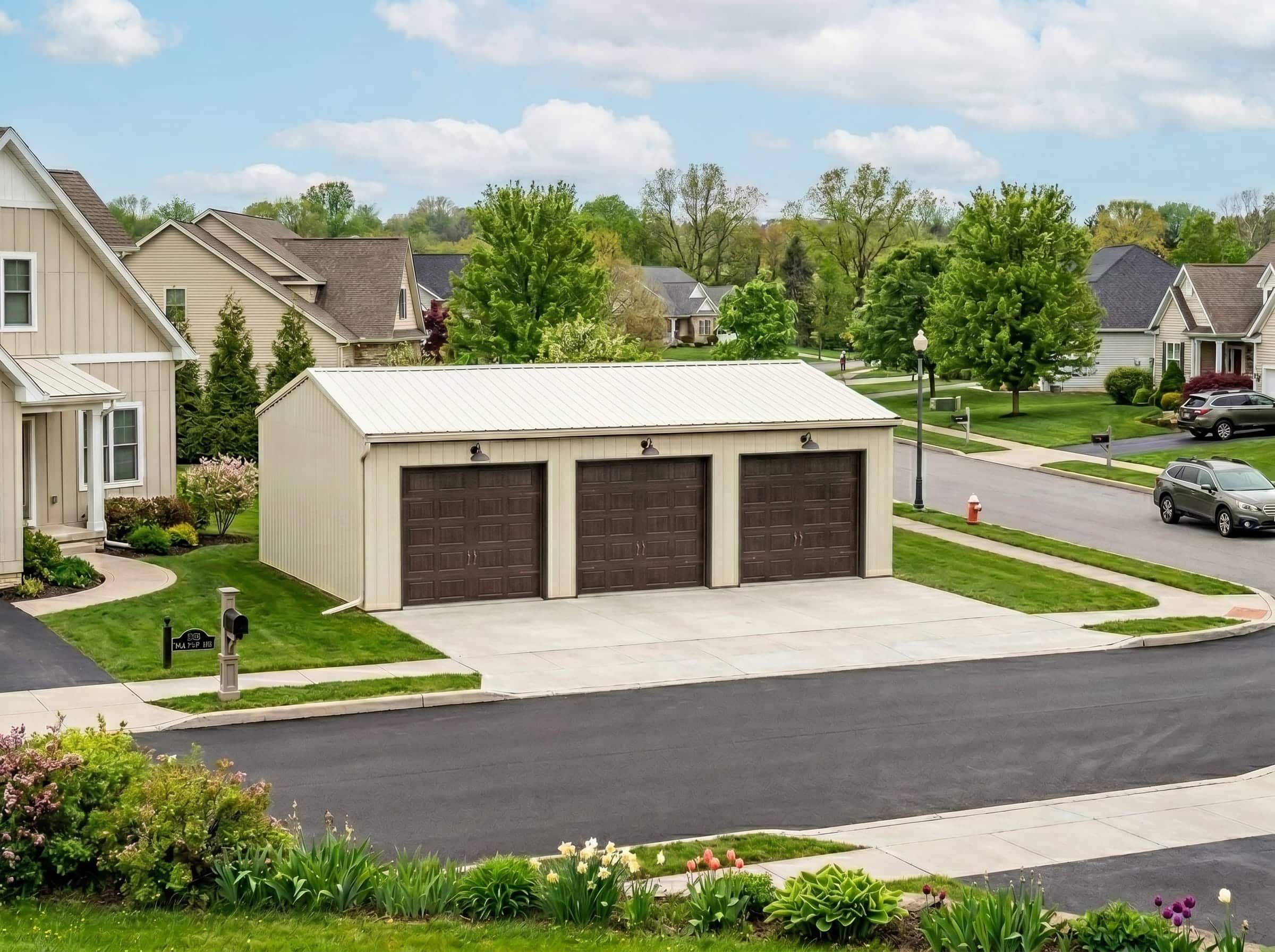 3 car metal garage
