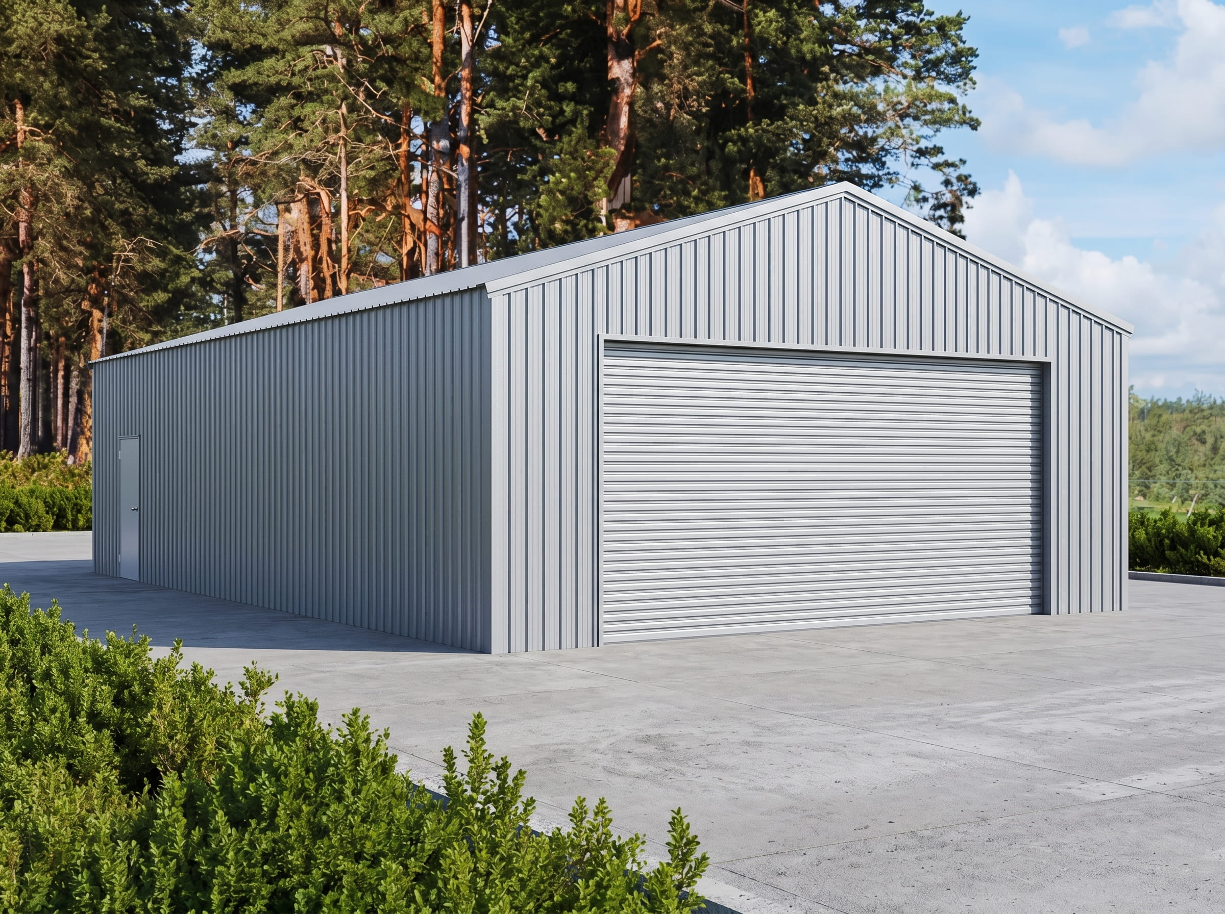 Straight wall steel garage